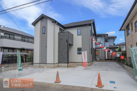 栃木県下野市緑6丁目の新築一戸建ての現地外観写真