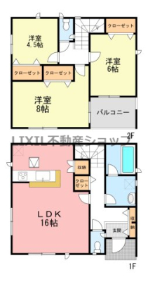 栃木県宇都宮市若草5丁目の新築一戸建ての間取り図