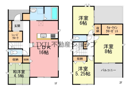 栃木県宇都宮市西原町 の新築一戸建ての間取り図