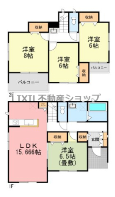 栃木県小山市大字神鳥谷 の新築一戸建ての間取り図